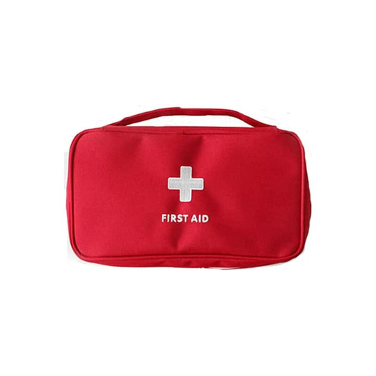 Aougo - Empty Safety First Aid Bag, Portable Travel First Aid Kit, Mini Medical Bag, Empty Medicine Storage Bag (Red) for Home, Office, Vehicle,