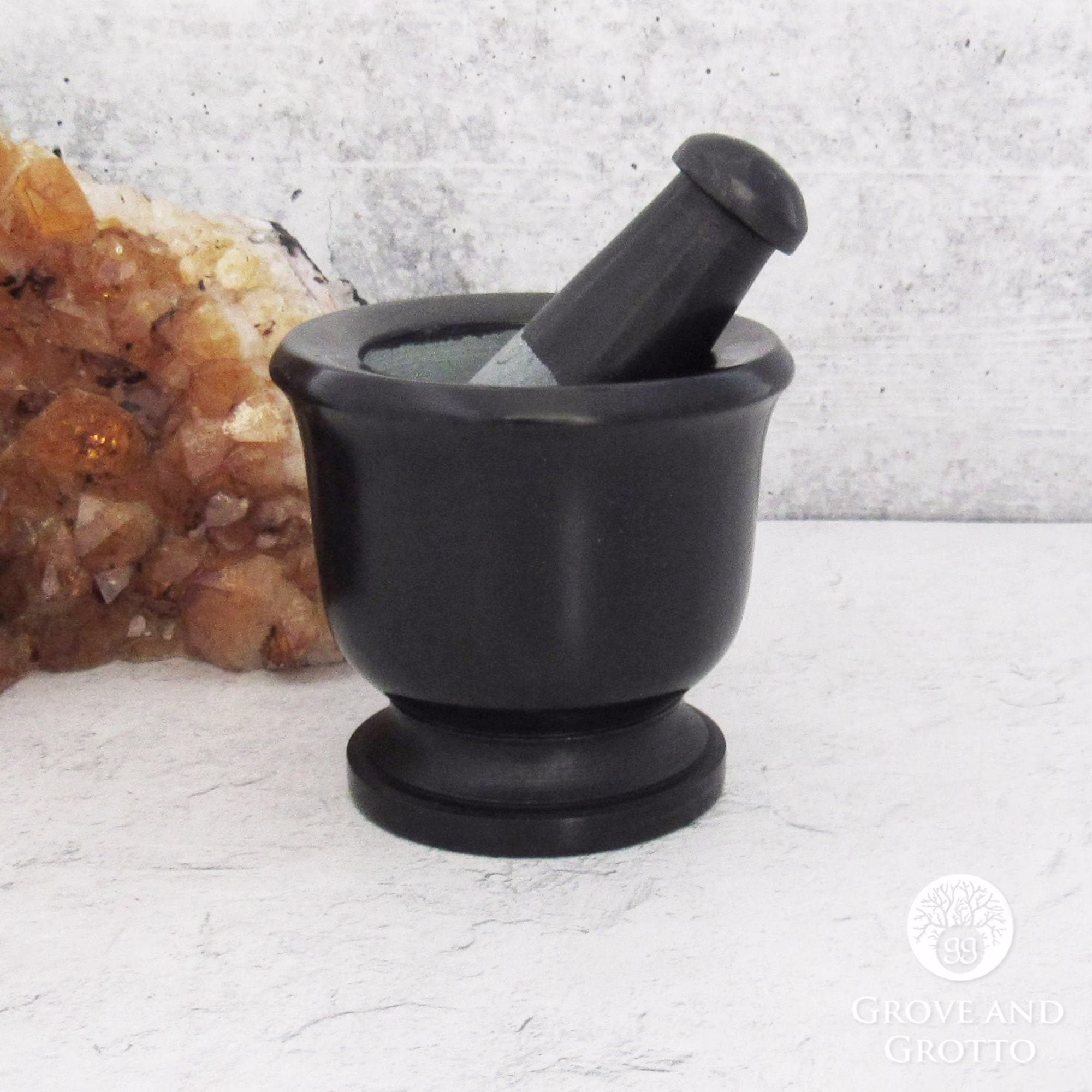 Black Stone Mortar & Pestle | Small