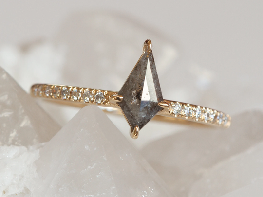 Petite Kite Salt & Pepper Diamond Engagement Ring, Grey Ring - Camila