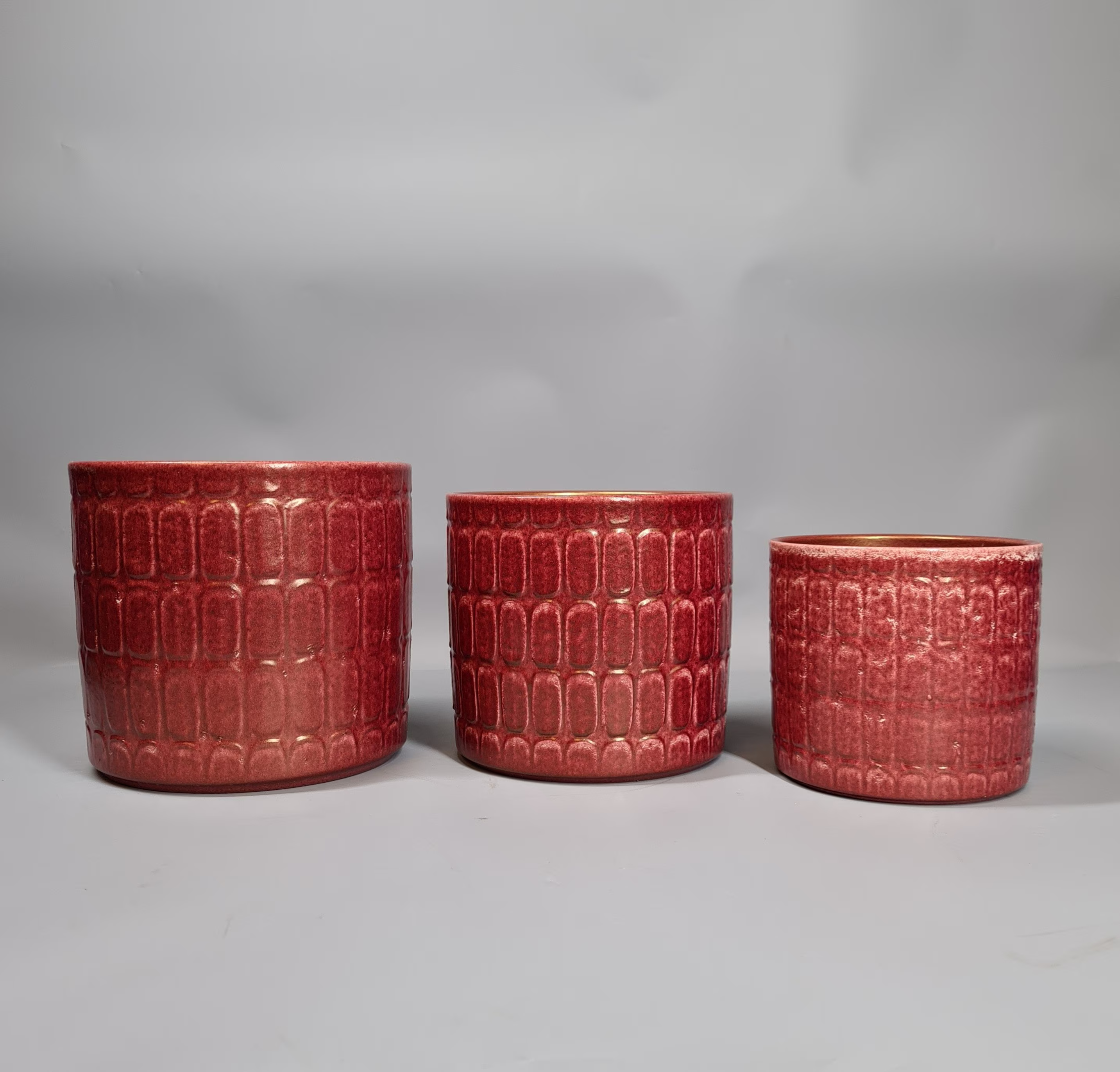 Scarlet Shimmer Textured Glazed Ceramic Planter