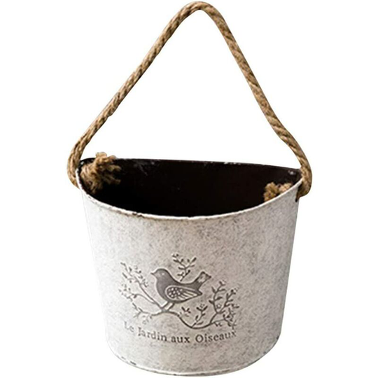 Plant Pots Metal Half Round Wall Hanging Flower Pot Succulent Planter with Rope Wall Garden