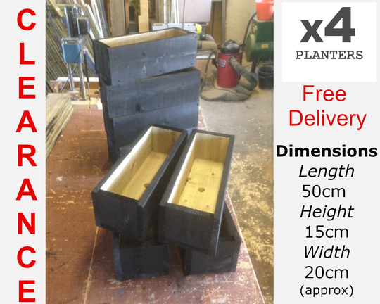 Clearance Sale - 4 X Garden/Window Box Planters Painted Cuprinol Black | While Stocks Last