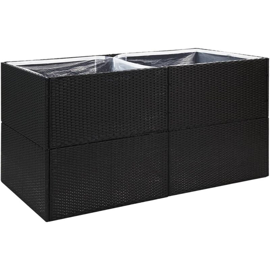 Vidaxl - Garden Planter Black 157x80x80 cm Poly Rattan Black