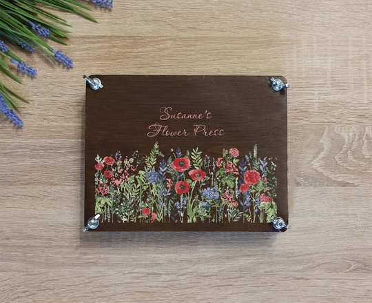 Flower Press Design With Poppy, Press Personalized Botanical Flower Pressing Kit, Kids Craft Art, Herb Scrapbook Album P7
