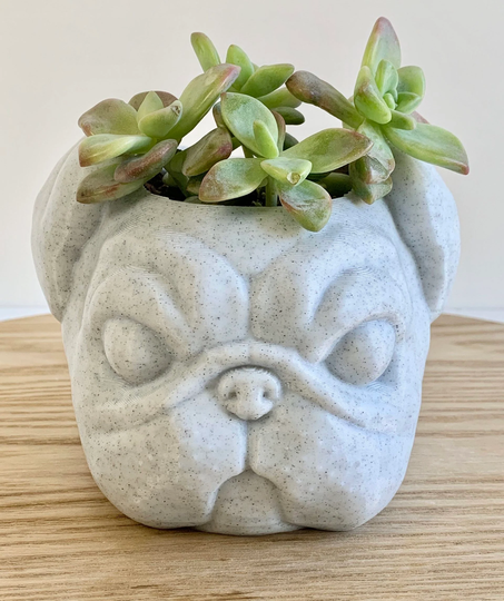 Pug Planter , Gift, Succulent Planter, Dog Gift For Girls, Pen Holder For Desk, Memorial. Black Pug, Dad Mug