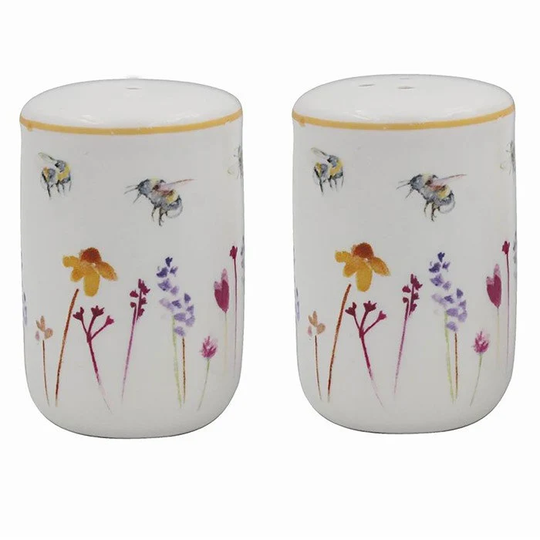 Busy Bees Bumble Bee Salt & Pepper Shaker Pots Pair 2 Boxed Dining Decor