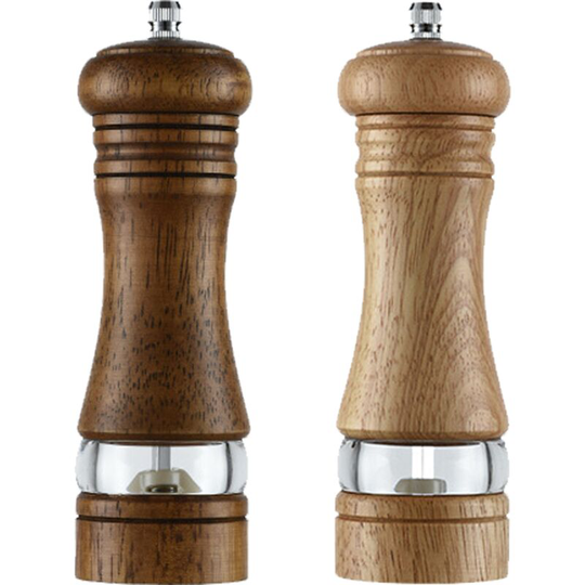 Wood Salt and Pepper Grinder Mills Sets, Classic Manual Salt Grinder Refillable Pepper Mill Sets 6 Inch Primary Color + Ancient Color Box