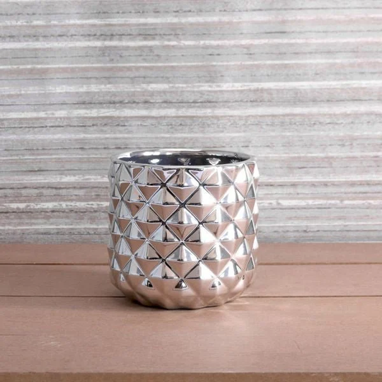 Silver Pineapple Ceramic Pot 13.3cm Indoor Planter - Fast & Free UK Delivery