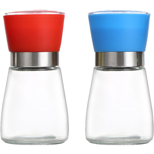 Salt And Pepper Grinder Set (4 Pcs)-Durable Stainless Steel Salt And Pepper Grinder-Spice Grinder red+blue