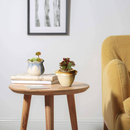 Set Of Six Mini Multicoloured Ceramic Planters