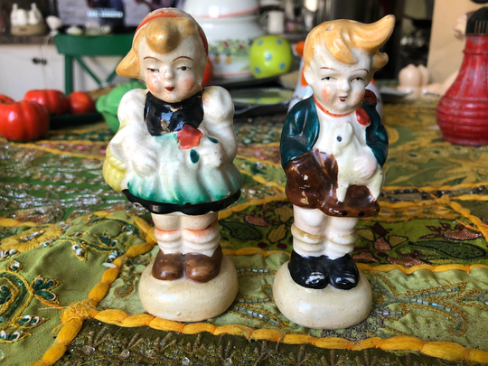 Hh Japan Vintage S&p Shakers Boy & Girl Figurine