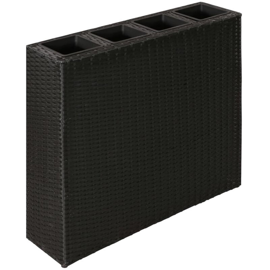 Vidaxl - Garden Raised Bed with 4 Pots Poly Rattan Black Black