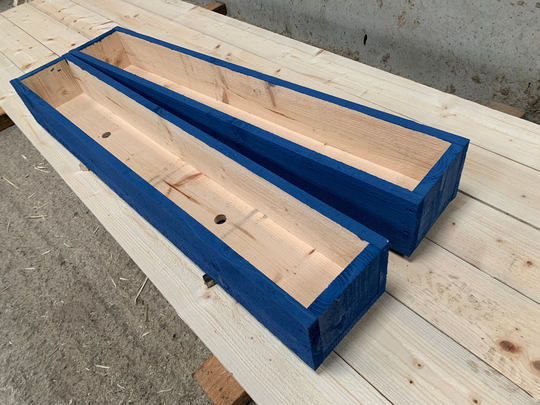 2 X 90 cm Long Wooden Garden/Herb Planters - Painted Cuprinol Barleywood Blue Ready Assembled With Fast&free Delivery