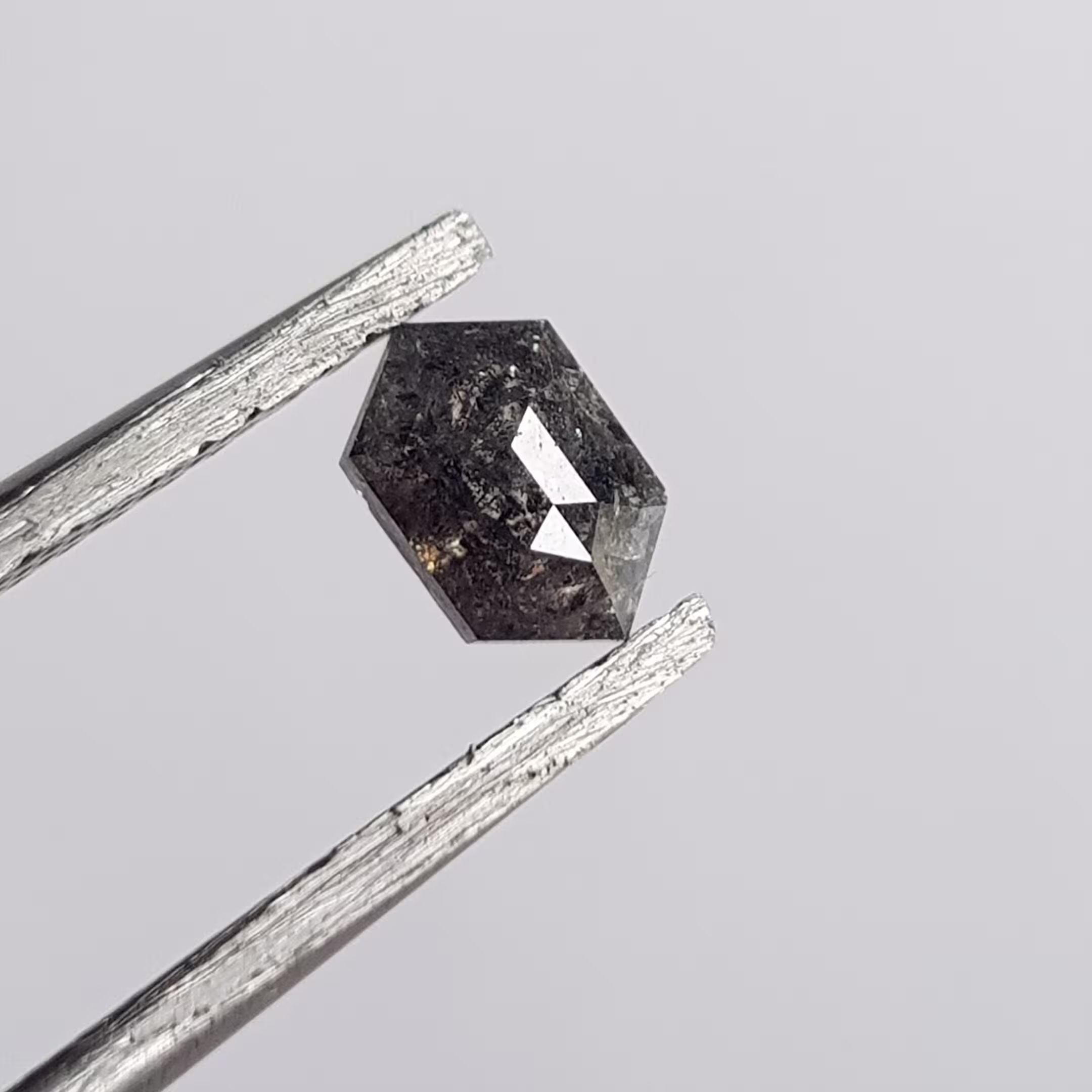 0.43Ctw/5.8mm Clear Grey Shield Shaped Salt & Pepper Faceted Flat Back Rose Cut Diamond Loose, Natural For Ring, Dds733/22