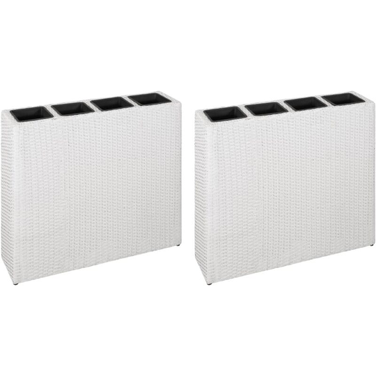 Garden Planter with 4 Pots 2 pcs Poly Rattan White VDTD21318 - Topdeal
