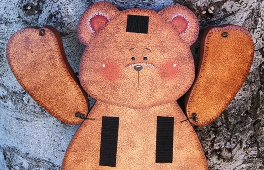 Seasonal Brown Bear - Welcome Wood Sign Door Hanging Interchangeable