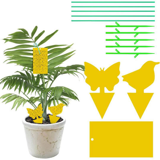 30pcs Insect Traps Sticky Traps Double-Sided Glue Stickers Waterproof Yellow Fly Catchers White Aphids for Garden Plant Flower Fruit (3 Shapes)