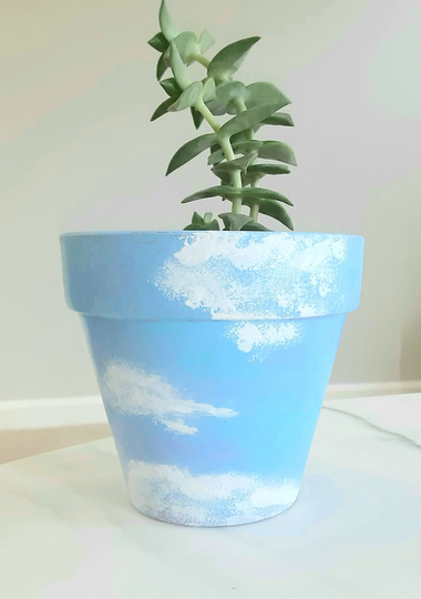 Sky Terracotta Pot-4.5 Inch, Sky, Earth Decor, Art, Cloud Housewarming Gift, Clay Pot, Terracotta Indoor Flower Pot
