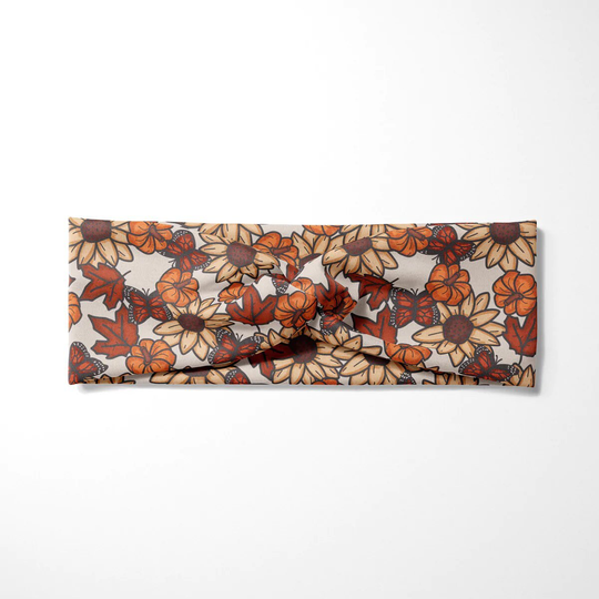 Pumpkin Floral Seasons - Twisted Turban Headband Multicolor Hair Accessory