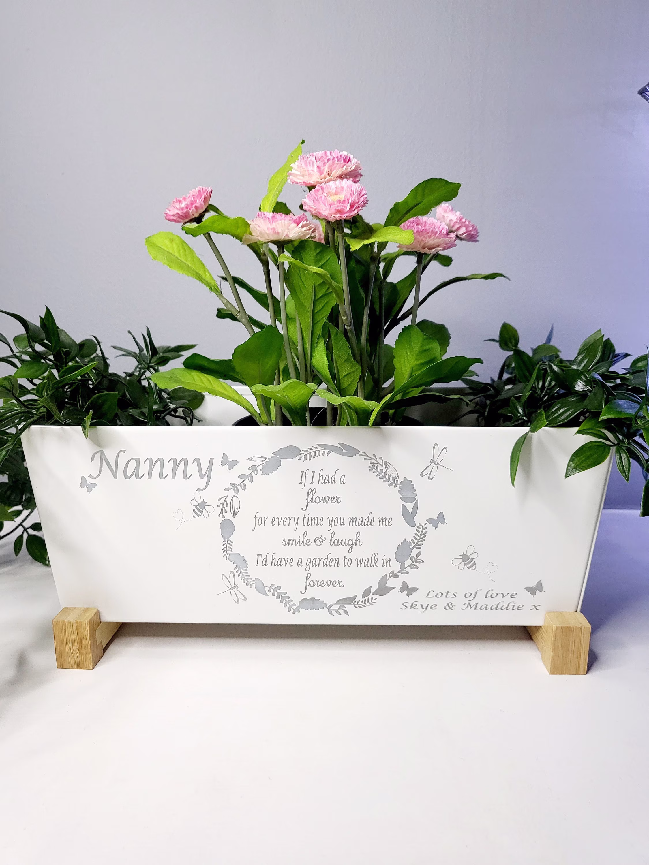 Personalised Planter, Indoor Plant Pot, Engraved Metal Pot