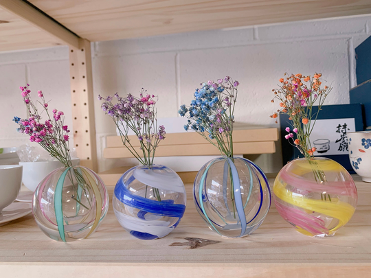 Japan Handmade Glass|Four Season Glass|Japan Flower Vase|Japan Handmade Vase|Flower Stand