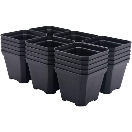 PacK of 30 Small Plastic Square Nursery and Nursery Pot Containers, Seed Starter Planter with Drainage Holes, BlacK