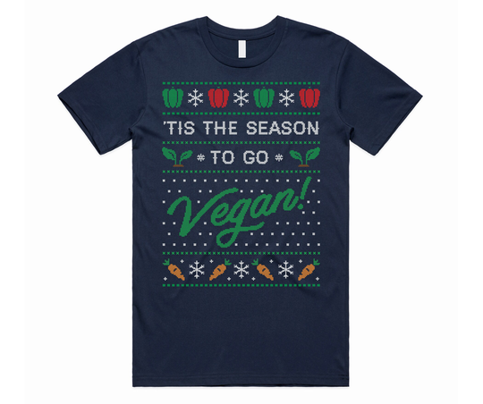 Tis The Season To Go Vegan T-Shirt Tee Top Christmas Xmas Vegetarian Health Fitness