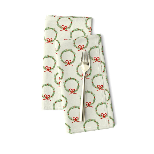 Wreaths Dinner Napkins | Set Of 2 - Christmas Wreath By Kathrinlegg Home Decor Seasonal Garden Xmas Cloth Spoonflower
