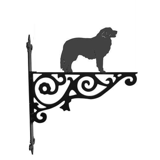 Pyrenean Mountain Dog Ornamental Hanging Bracket - Contemporary Basket Wall Mounted Decorative Garden Black