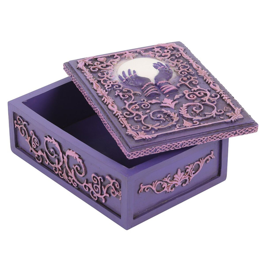 Purple Fortune Hand & Crystal Ball ~ Trinket Or Tarot Box