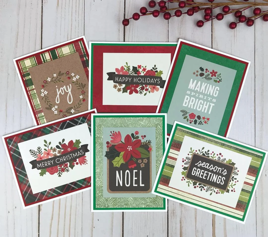 Christmas Cards Pack Of 6, Classic Multipack, Holiday Card Set, Handmade Cards, Seasons Greetings Rustic