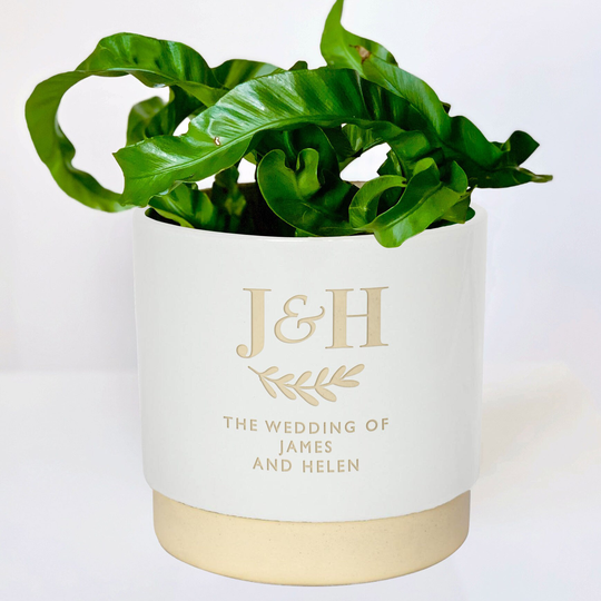 Personalised Engraved Plant Pot For A Couple, To Order That Special Couple, Perfect Bespoke Unique Anniversary Or Wedding Gift