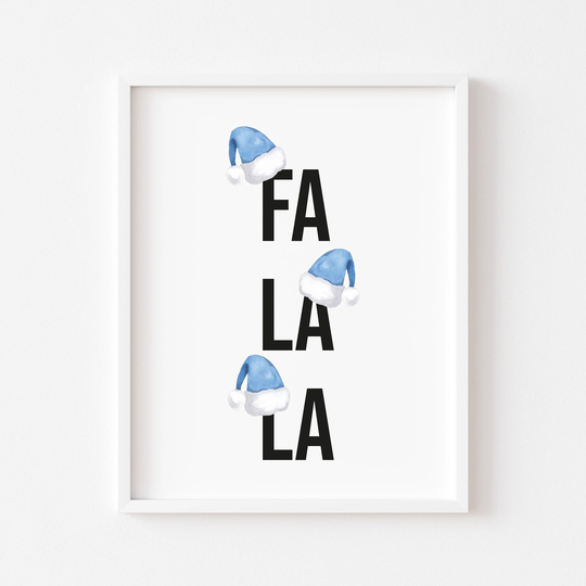 Falala Santa Blue Hat Watercolour Christmas Seasonal Illustration Style Unframed Print|Christmas|xmas Decor|Seasonal Decor|Seasonal|Falala