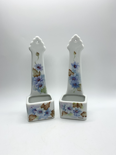 Hand Painted Wall Sconce - Artist Signed Holy Water Font Succulent Planters Candle Holders