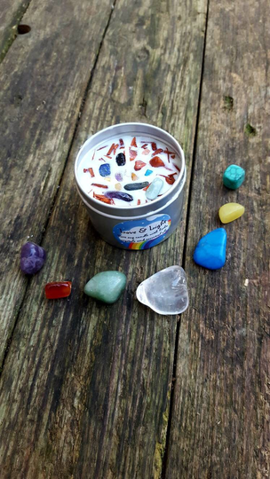 Chakra Healing Crystals Pure Soy Candle "Love & Light