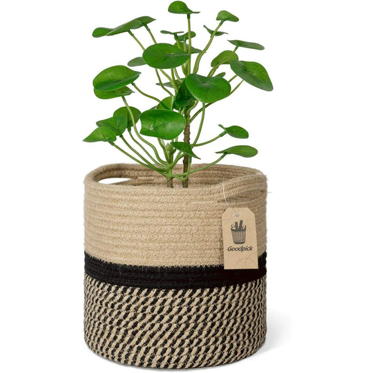 Woven Cotton Rope Plant Basket for 20CM Flower Pot Floor Indoor Planters, 20CM x 20CM Storage Basket Organizer Modern Home Décor