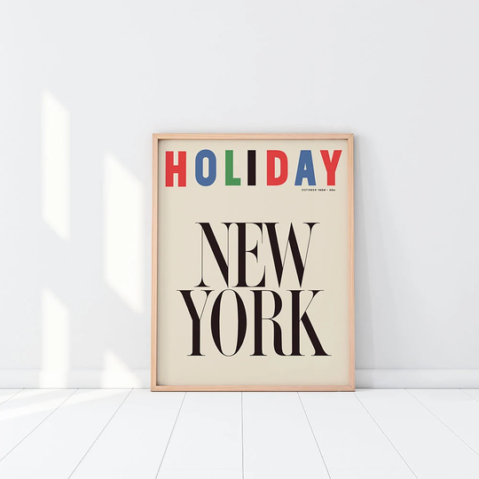 1959 New York Holiday Mid Century Modern Magazine Poster Print Herb Lubalin Typography Paul Rand Alvin Lustig Nyc Brooklyn 뉴욕 Bauhaus ニューヨーク