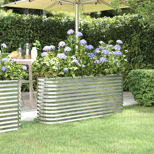 Garden Planter Powder-coated Steel 152x40x68 cm Silver