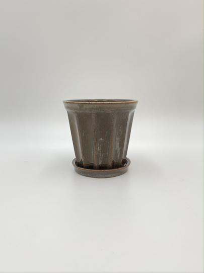 Aura Ceramic Plant Pot, Pink House Interior Design, Saucer, Glazed Pot 13.5 cm, Various Colours, Drainage Hole Options