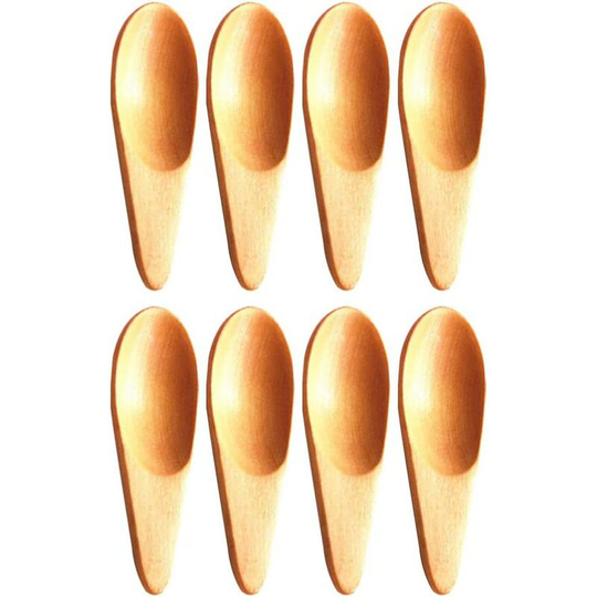Einemgeld - Set of 8 Mini Small Wooden Salt Spoons Honey Teaspoons
