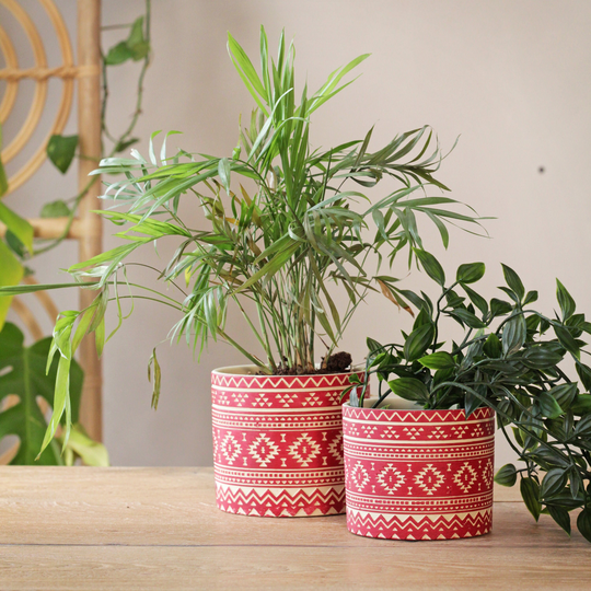 Red Terracotta Geometric Planters