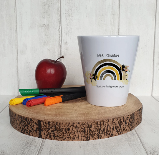 Teacher Plant Pot, Bee Rainbow Pot, Flower Pot For Teachers, Thank You Helping Me Grow, Gift Pot, Teachers