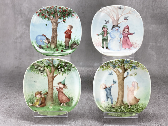 Arabia Finland, Four Seasons By Nelja Vuodenaikaa, Vintage Set Of Wall Plates