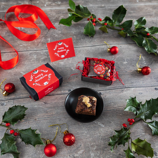 Christmas Mini Salted Caramel Brownie And Tea Gift