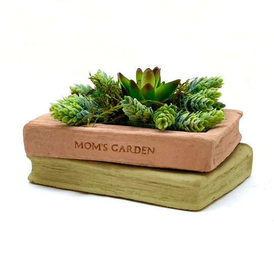 Mom's Book Planter | Choice Of Color Solid Stone Flower Pot For Succulent Herbs Or Seeds. Home Décor Outdoor Safe. Handcrafted in U.s.a