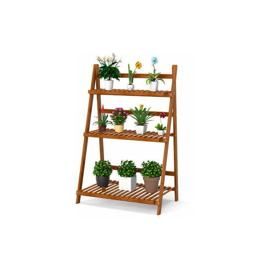 Gymax - Wooden Flower Pot Foldable Garden Planter w/Drainage Hole Planting Raise Bed