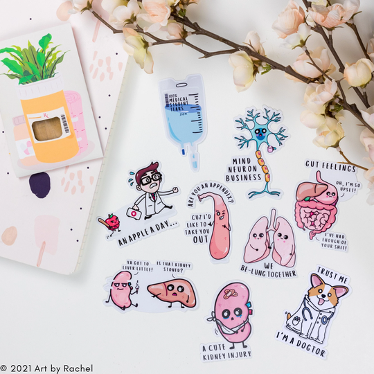 Medical Pun Stickers | Science, Medicine, Pre-Med, Anatomy Water Bottles, Laptops