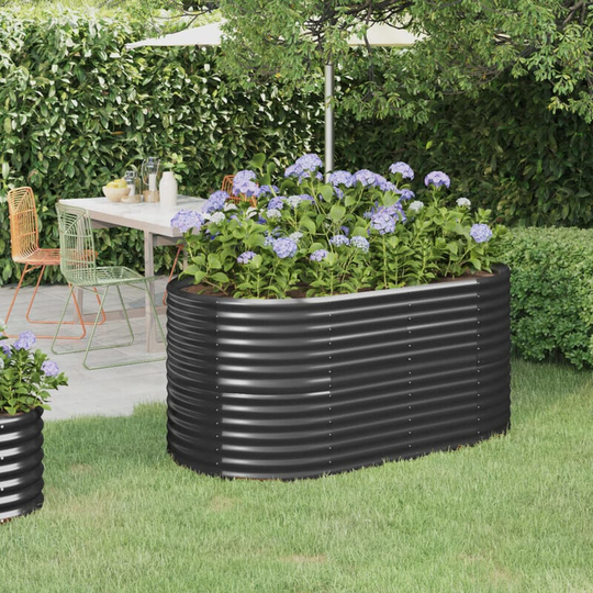 Asupermall - Garden Planter Powder-coated Steel 152x80x68 cm Anthracite
