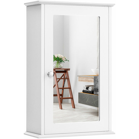 Costway - Mirrored Bathroom Cabinet Wall Mount Storage Cabinet Bathroom Medicine Cabinet
