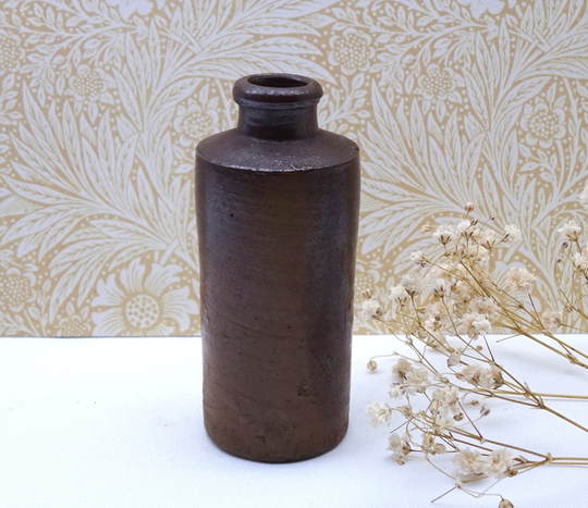 Antique Ink Bottle, Small Victorian Stoneware Salt Glazed Ink, Rustic Pottery, Calligraphy, Antique Writing Paraphernalia